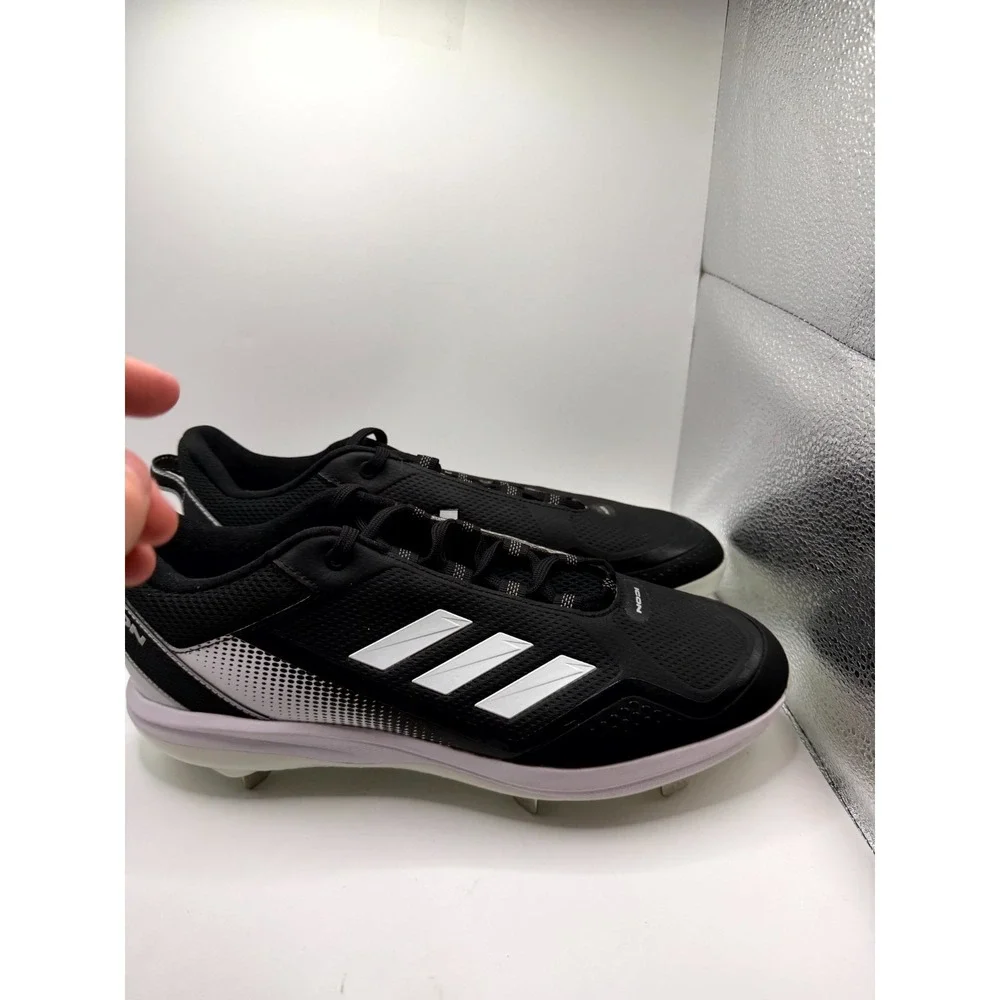 Adidas Icon 7 FZ1558‎ Mens 13.5 Black White Silver Lace Up Metal Baseball Cleats